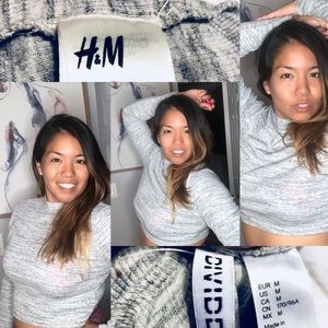 🔸🔸🔸h&m grey long sleeve crop top🔹🔹🔹🔹